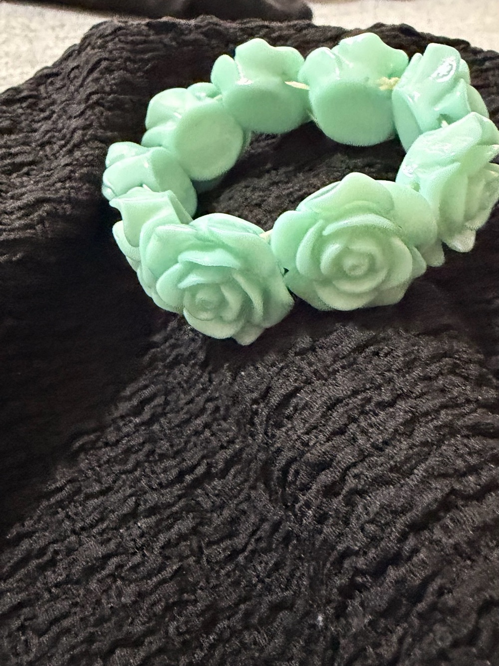 Mint Green Rose Stretch Bracelet - Women Jewelry - Picture 4 of 4